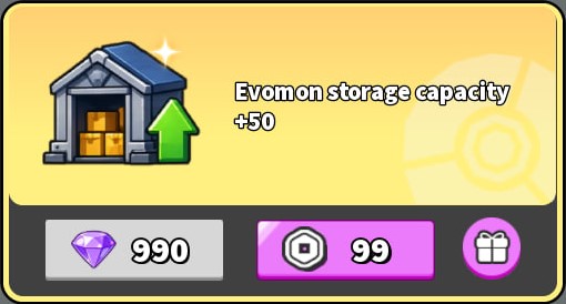 Evomon Storage Capacity +50
